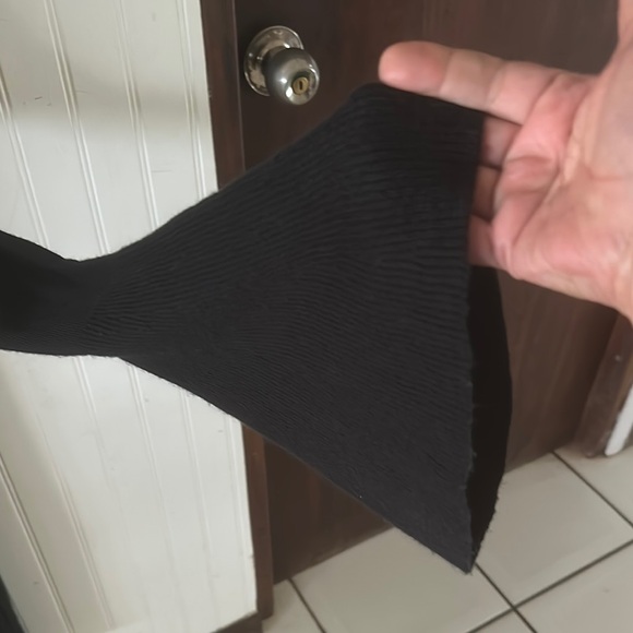 Marled Open Front Black Cardigan with Floral Embroidery sz XL - Picture 6 of 8